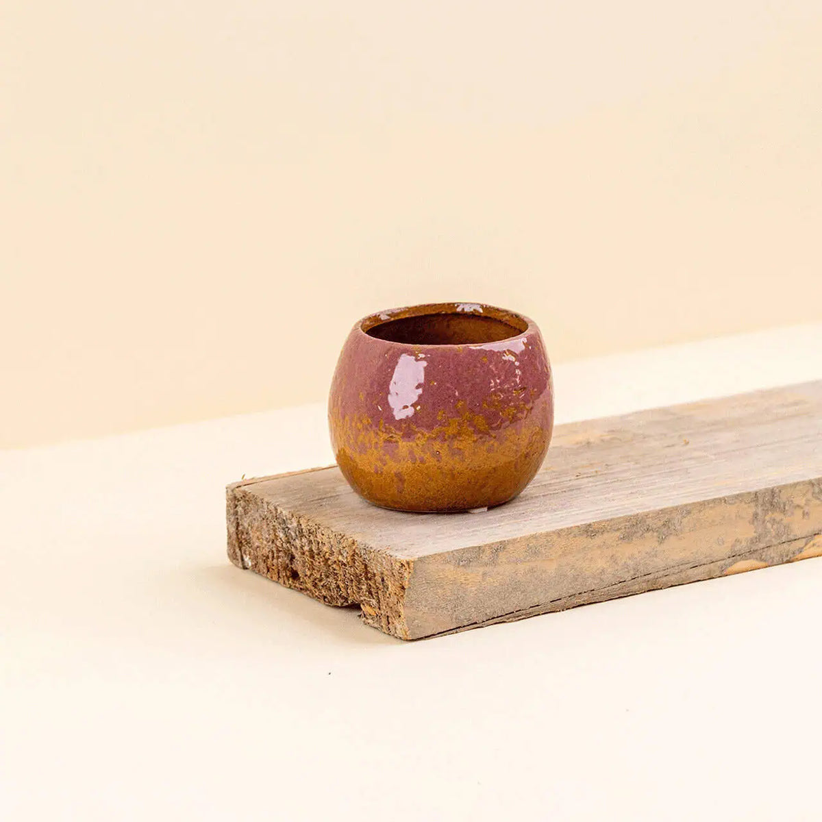 Cache-pot céramique Stacy rose et ocre